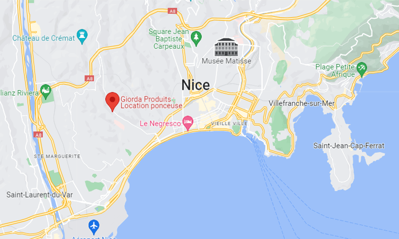 Localisation du dépôt de Nice